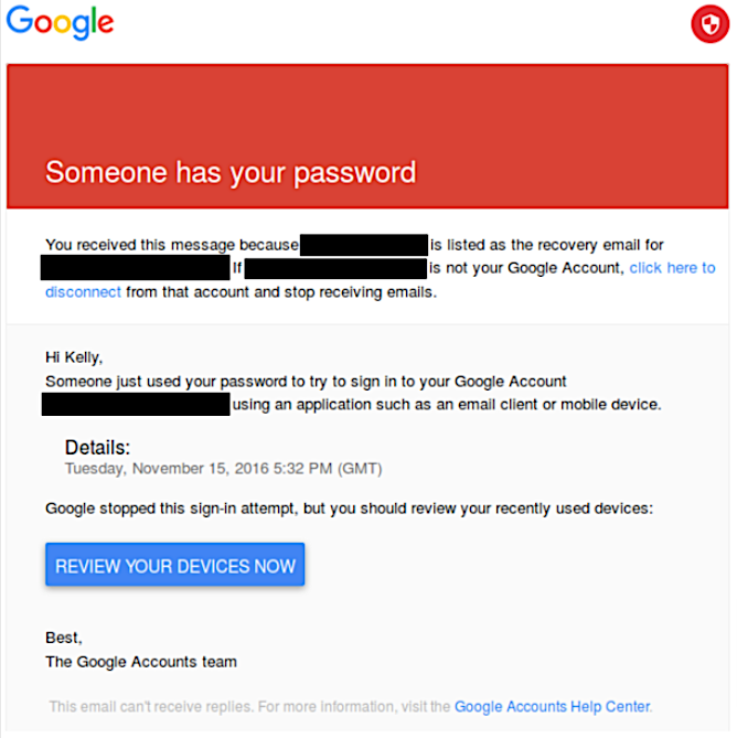 Clone Phishing Password Example