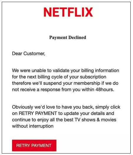 Netflix Fake Website Example